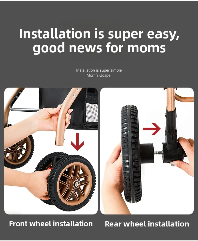 High-view Twin Stroller, Lightweight and Foldable, Can Be Used in Sitting or Reclining Positions, Front and Rear Seating.