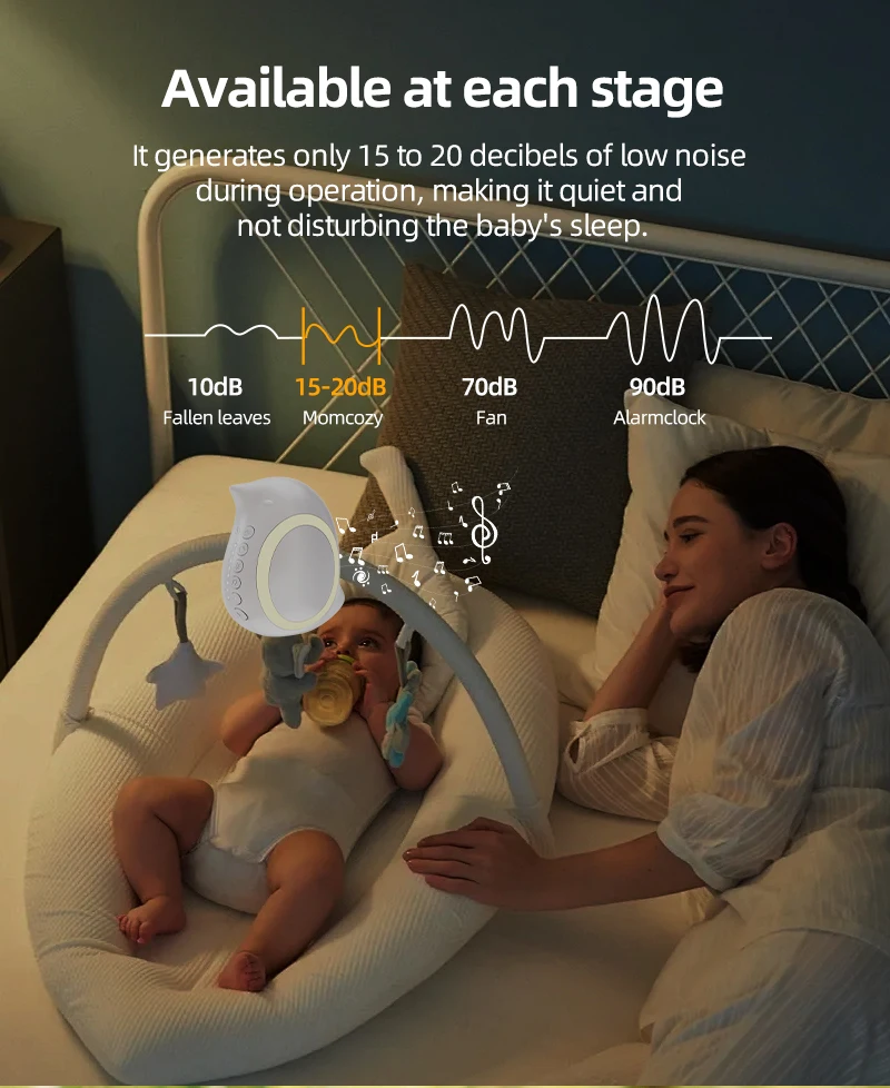 Portable Outdoor Baby Stroller Rocker with Night Light Multi-functional Wireless Bluetooth Sleep Aid Vibrating Soothing Music