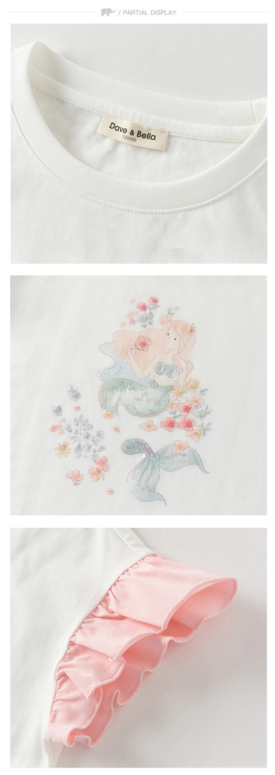 Dave Bella Girl Summer Printed T-shirts Kids Cartoon Tees Children Short Sleeve Cotton Tops Casual Outdoor Clothes DK2261557