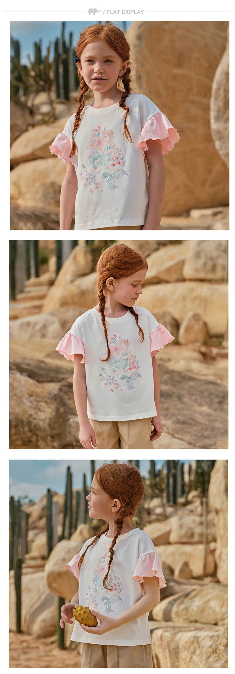 Dave Bella Girl Summer Printed T-shirts Kids Cartoon Tees Children Short Sleeve Cotton Tops Casual Outdoor Clothes DK2261557
