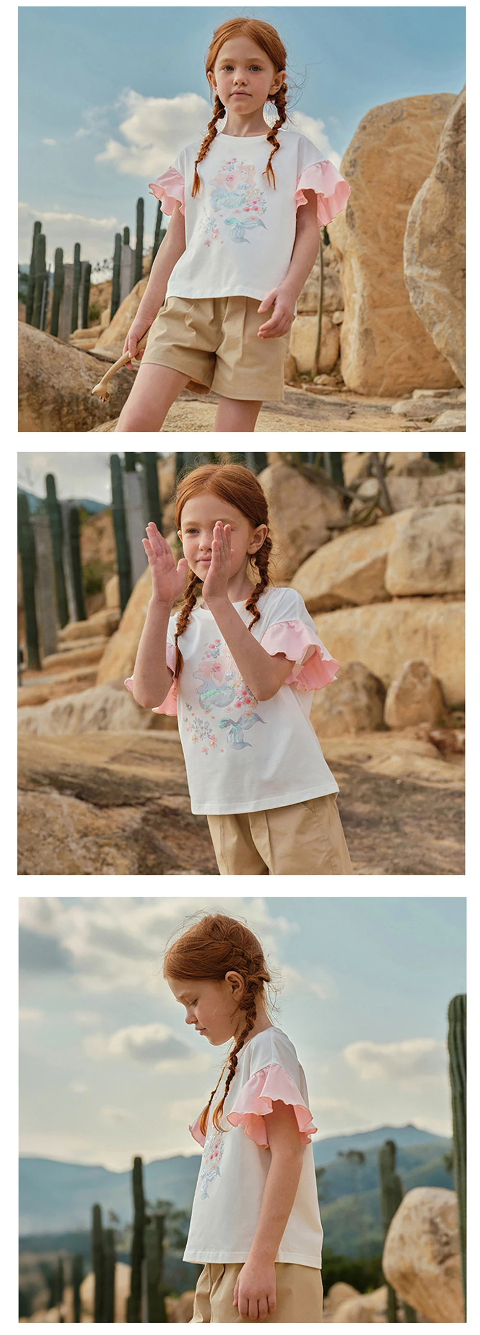 Dave Bella Girl Summer Printed T-shirts Kids Cartoon Tees Children Short Sleeve Cotton Tops Casual Outdoor Clothes DK2261557