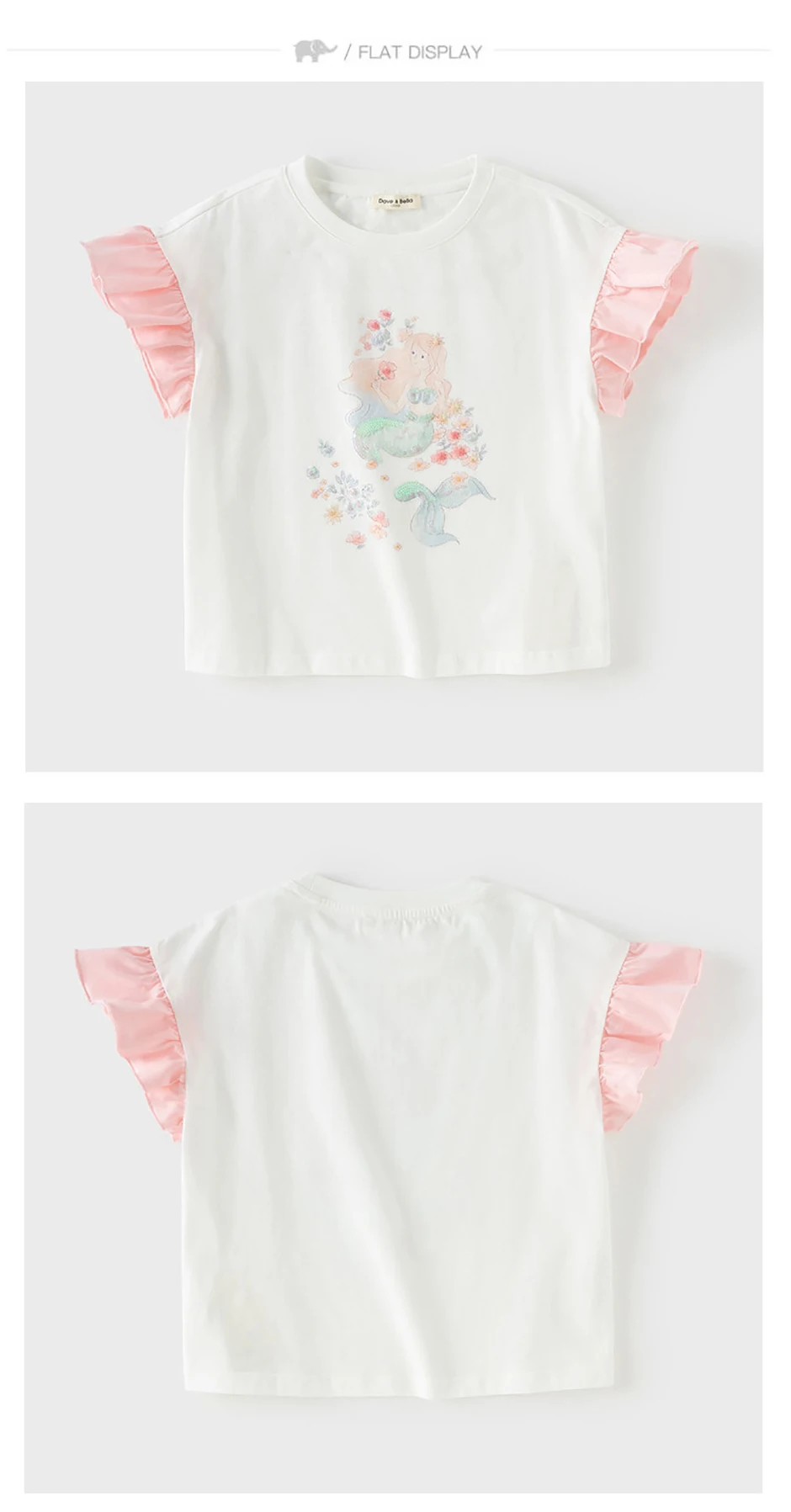 Dave Bella Girl Summer Printed T-shirts Kids Cartoon Tees Children Short Sleeve Cotton Tops Casual Outdoor Clothes DK2261557