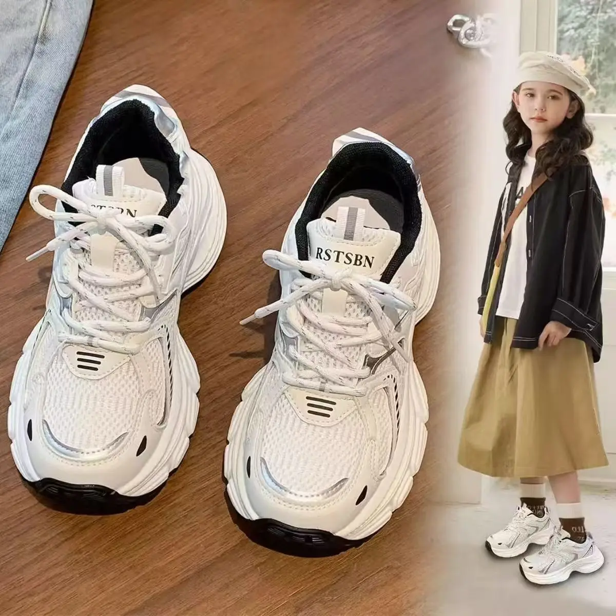 Children Running Shoes Mesh Breathable Kids Sneakers Thick Soft Sole 2026 Brand New Boys Girls Sports Shoes Comfortable Trendy