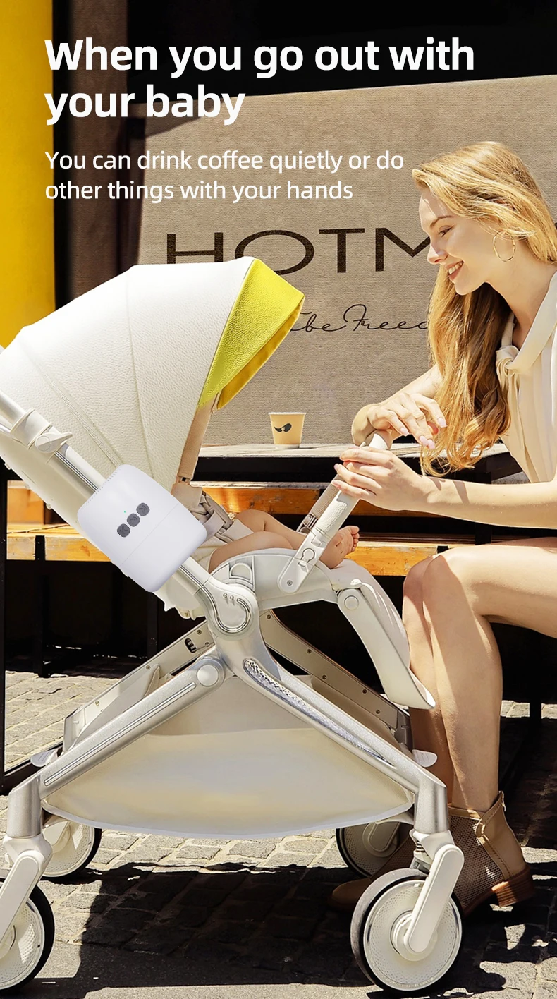 Rechargeable Baby Stroller Rocker with Adjustable Vibration White Noise Bluetooth and Universal Clip for Strollers and Cribs