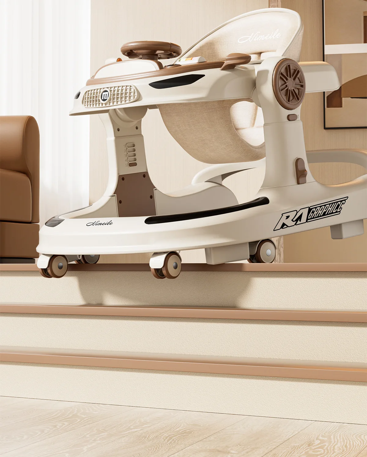 3 in 1 Baby Walker Foldable Push Walker Anti O Leg Toddler Learning Walker with Wheels Adjustable Infant Activity Center