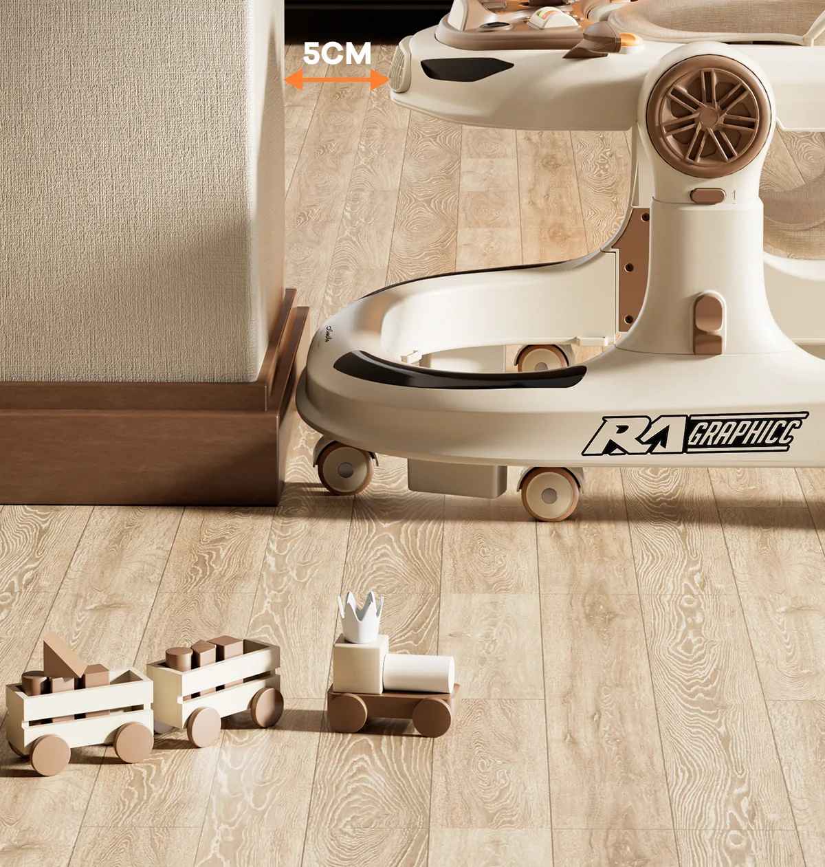 3 in 1 Baby Walker Foldable Push Walker Anti O Leg Toddler Learning Walker with Wheels Adjustable Infant Activity Center