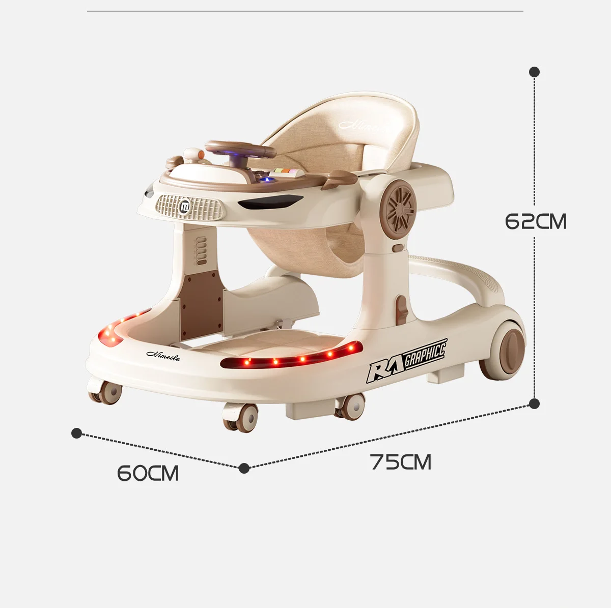 3 in 1 Baby Walker Foldable Push Walker Anti O Leg Toddler Learning Walker with Wheels Adjustable Infant Activity Center