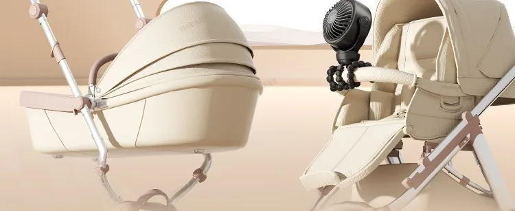 IMBABY Stroller Fan with Flexible Tripod, 5-Speed Quiet Mini Clip Fan, 360° Adjustable Portable USB Rechargeable Fan for Baby