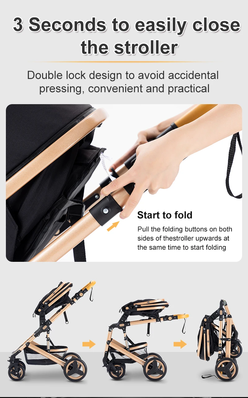 2026 New Design 3 In 1 Compact Travel System Baby Stroller Effortless One Hand Folding Space Saving Lightweight Frame Infant Pram Pushchair Highly Breathable Fabric Oversized Wind Resistant Sun Canopy Fluffy Newborn Cushion Four Wheel Shock Absorbing Stru
