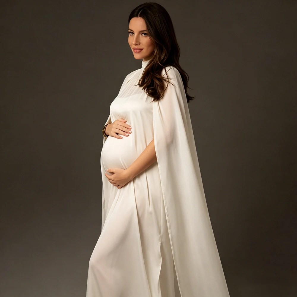 Maternity Photography Props Dress Elegant Cape Pregnant Women Photoshoot Gown Studio Pregnancy Outfits Baby Shower Outfits