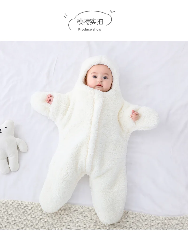 Autumn and Winter New Baby Plush Climbing Clothes Baby Warm and Thick Cartoon Dog Rabbit Cute Cotton Clothes for 0-2 Years