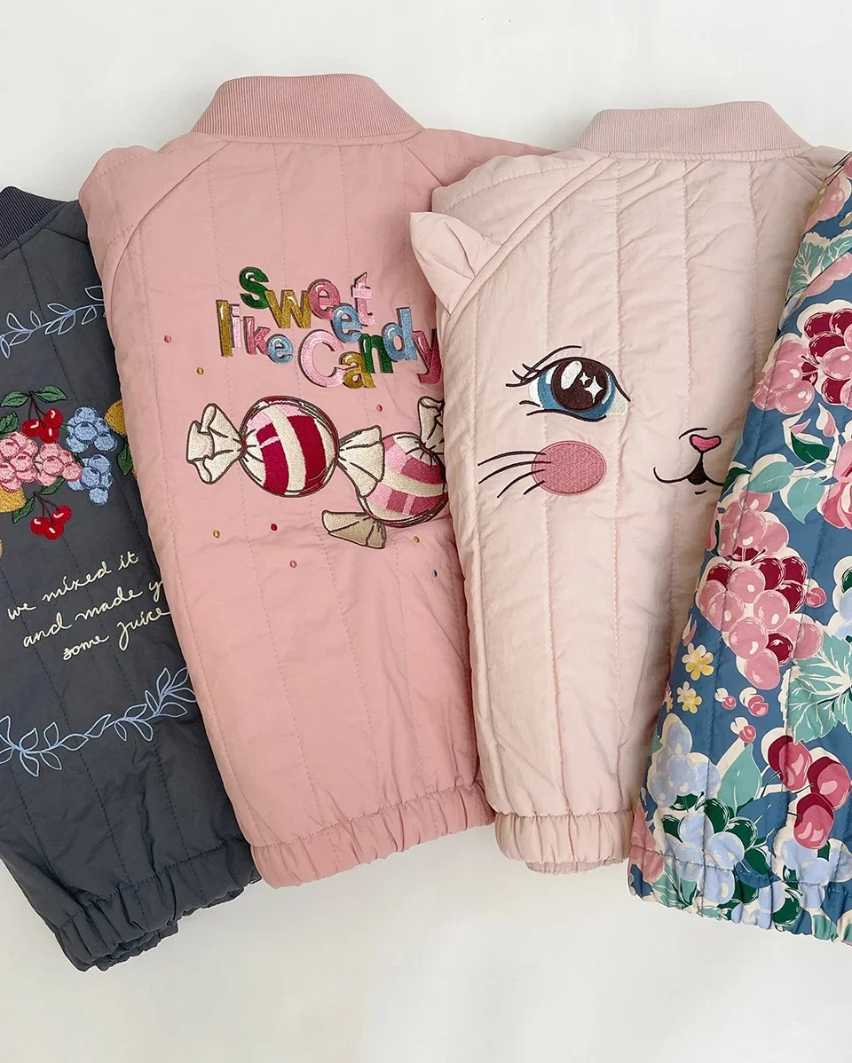 Children Outwear 26 KS Autumn Girls Embroidery Jacket Winter Sequin Lambswool Coats Girl Fleece Coat Kids Flight Suit Jackets
