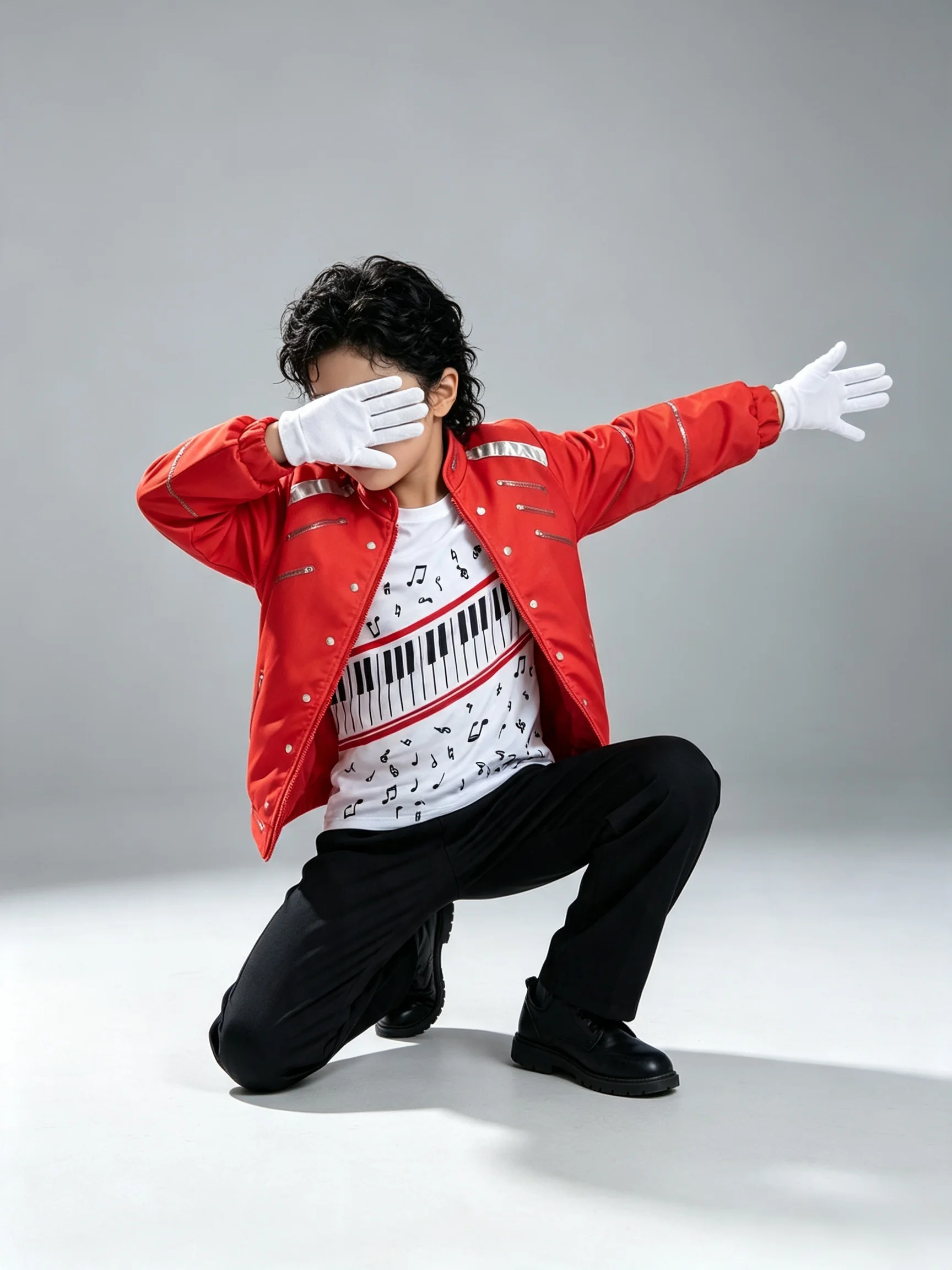 Kids Hip Hop Stage Performance Outfit Boys Retro Dance Costume Red Jacket Piano Print Shirt Pants Set Halloween Carnival Clothes