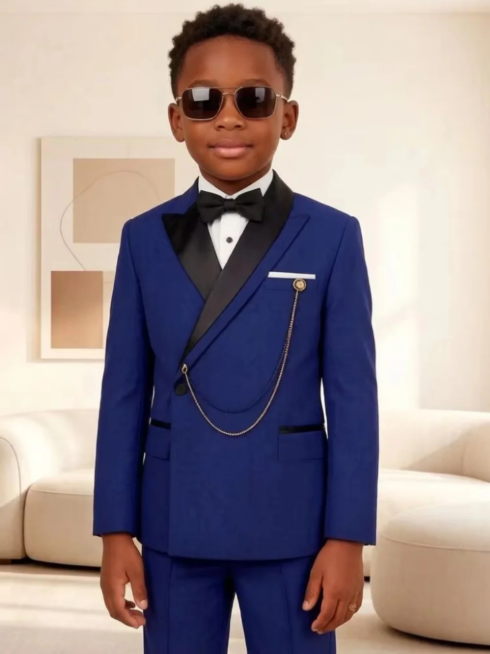 Fashionable Smart Boys Suit Set 2 Pieces Stage Performance Wear High Quality Kids Regular Fit Suits Wedding Guest Outfit 2-20T