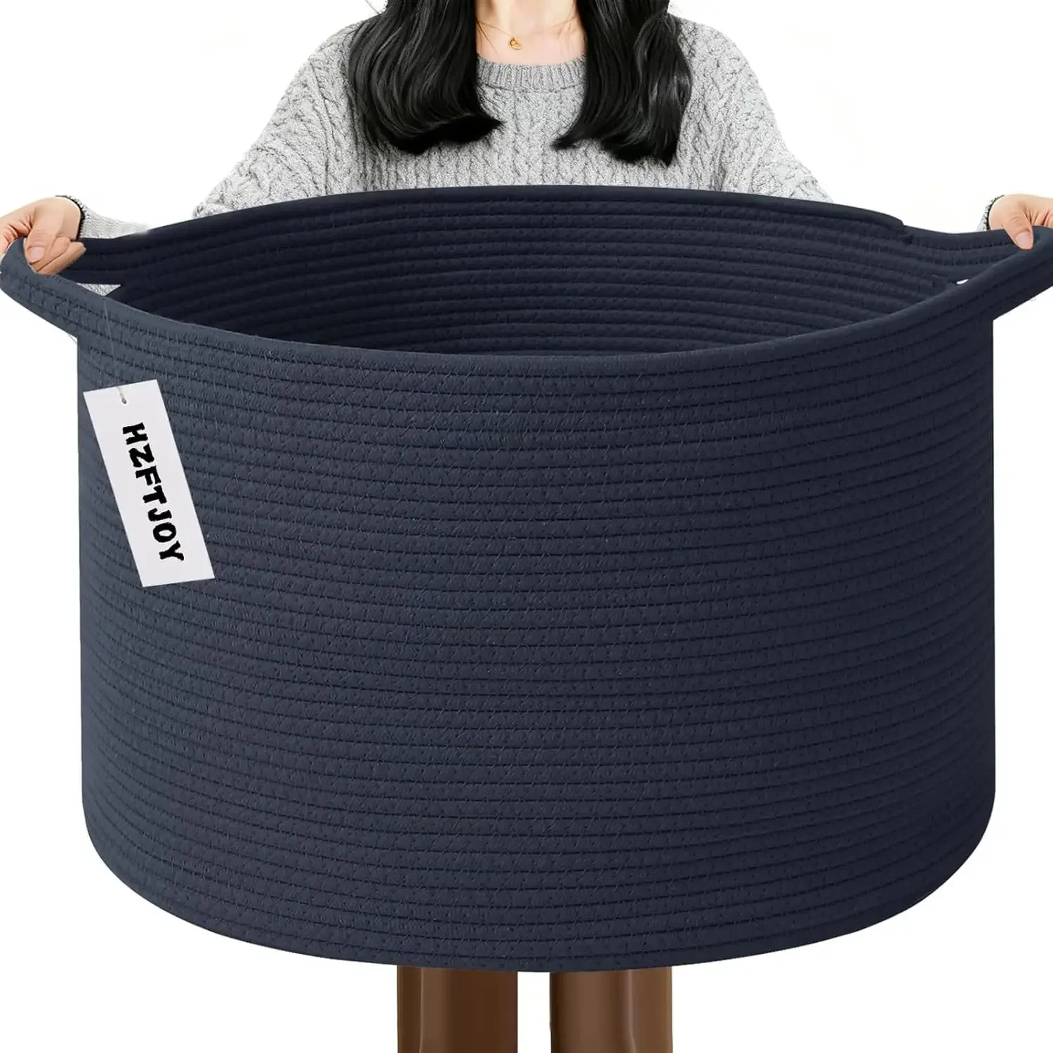 New Large Cotton Rope Basket, 83L Big Woven Storage, Blanket Organizers and Storage, Nursery Laundry Basket, Extra Large Toy Bin