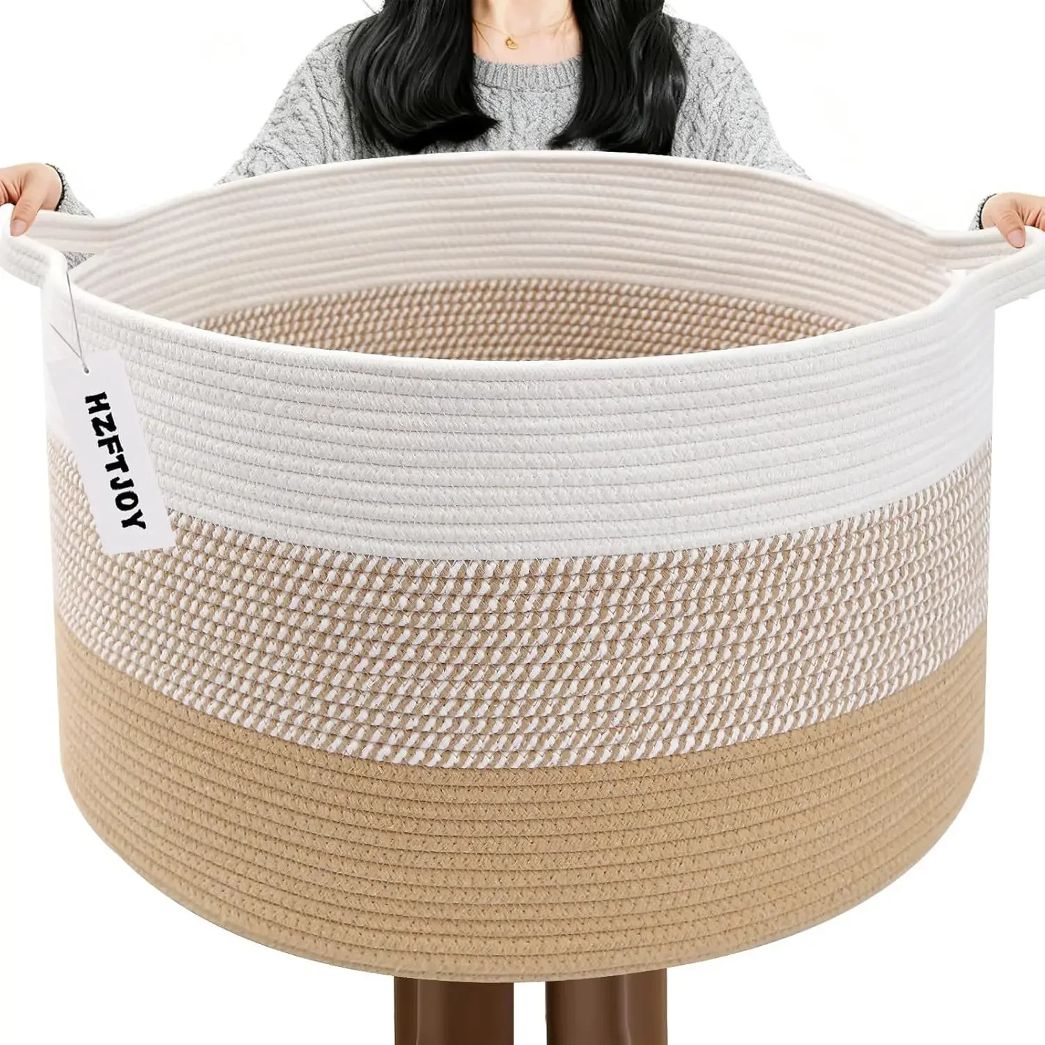 New Large Cotton Rope Basket, 83L Big Woven Storage, Blanket Organizers and Storage, Nursery Laundry Basket, Extra Large Toy Bin