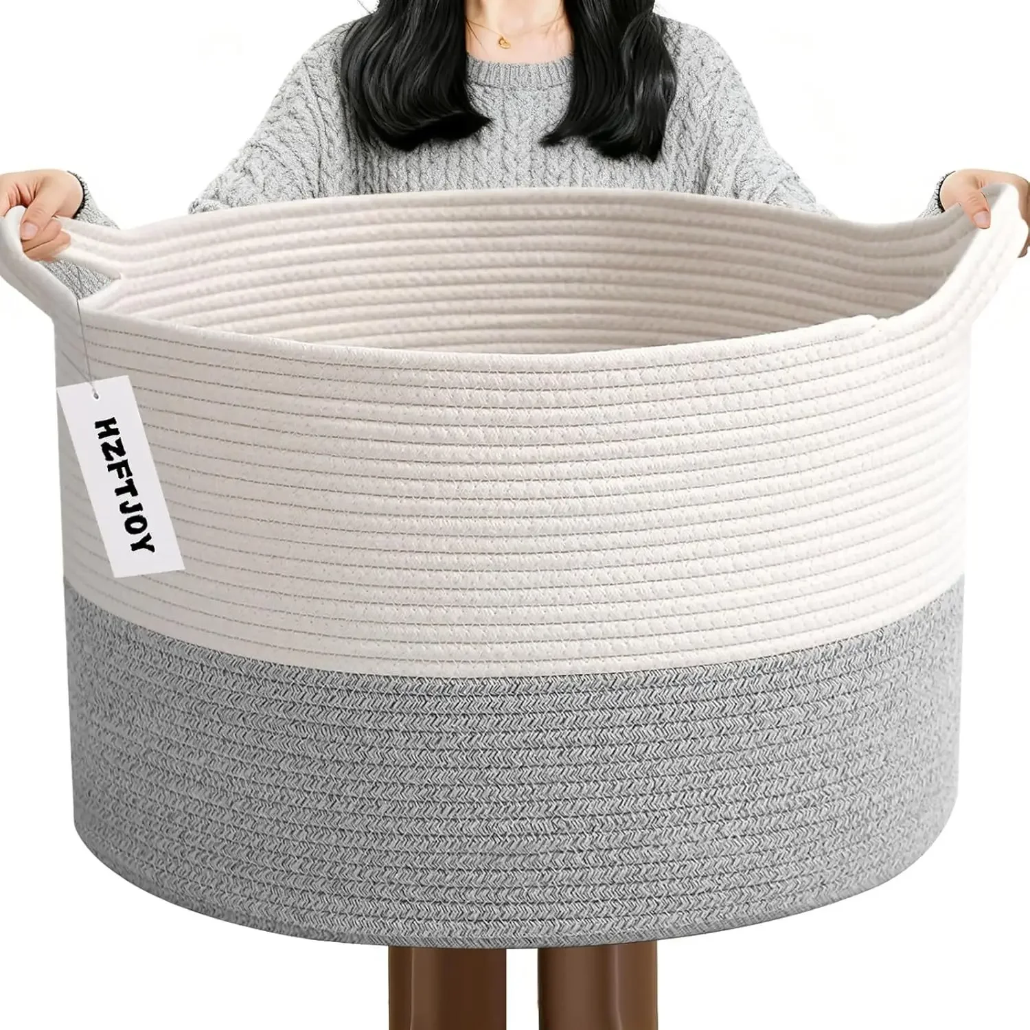 New Large Cotton Rope Basket, 83L Big Woven Storage, Blanket Organizers and Storage, Nursery Laundry Basket, Extra Large Toy Bin