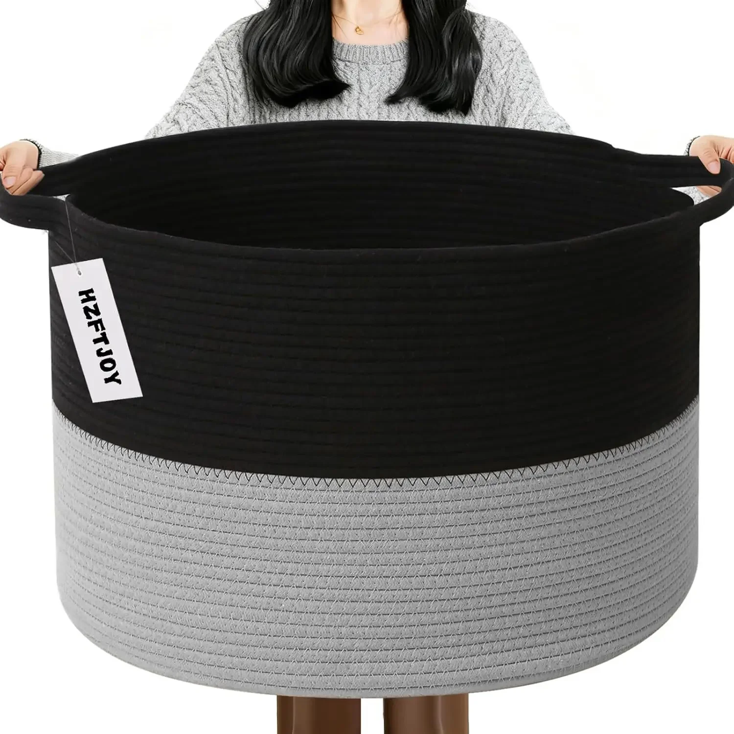New Large Cotton Rope Basket, 83L Big Woven Storage, Blanket Organizers and Storage, Nursery Laundry Basket, Extra Large Toy Bin