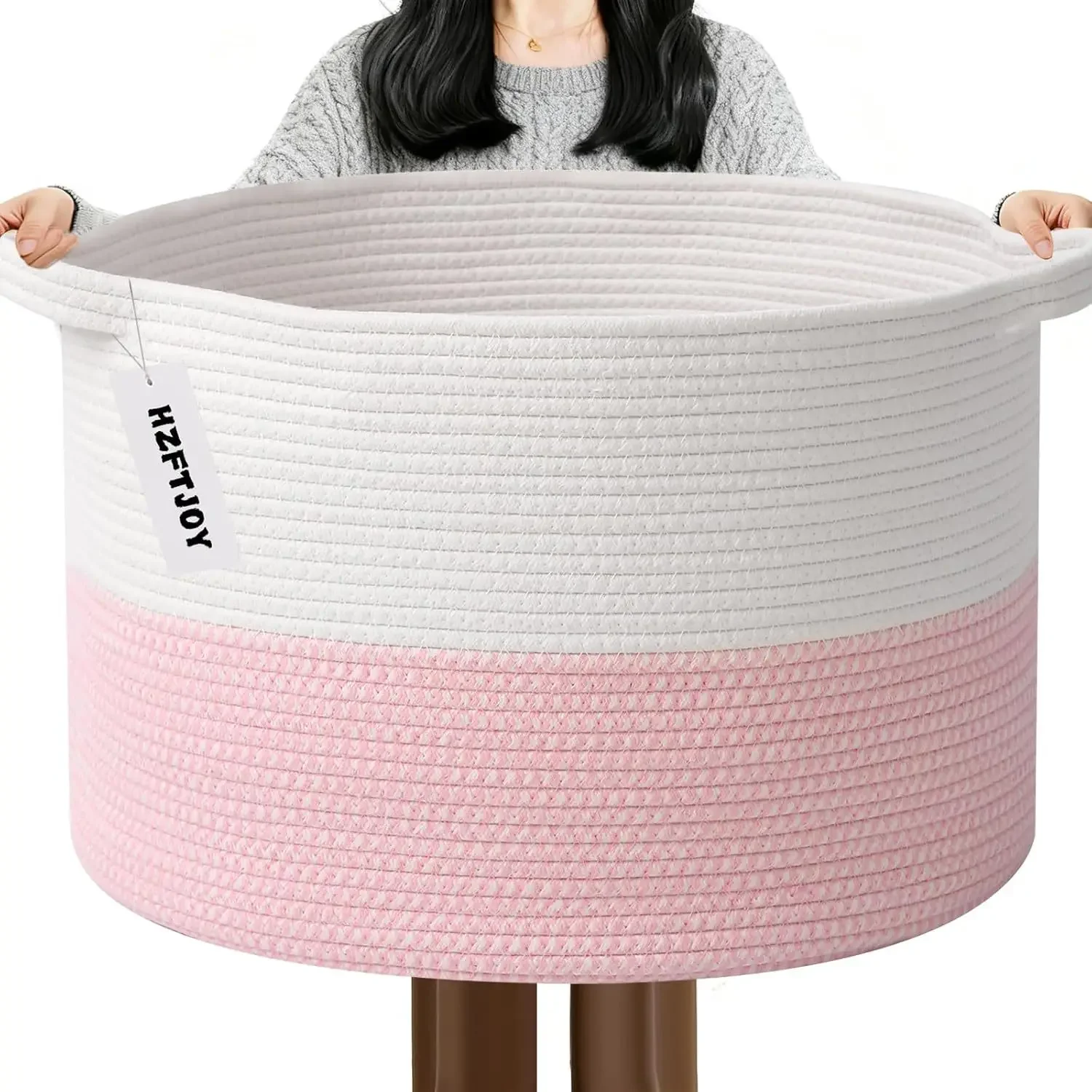New Large Cotton Rope Basket, 83L Big Woven Storage, Blanket Organizers and Storage, Nursery Laundry Basket, Extra Large Toy Bin