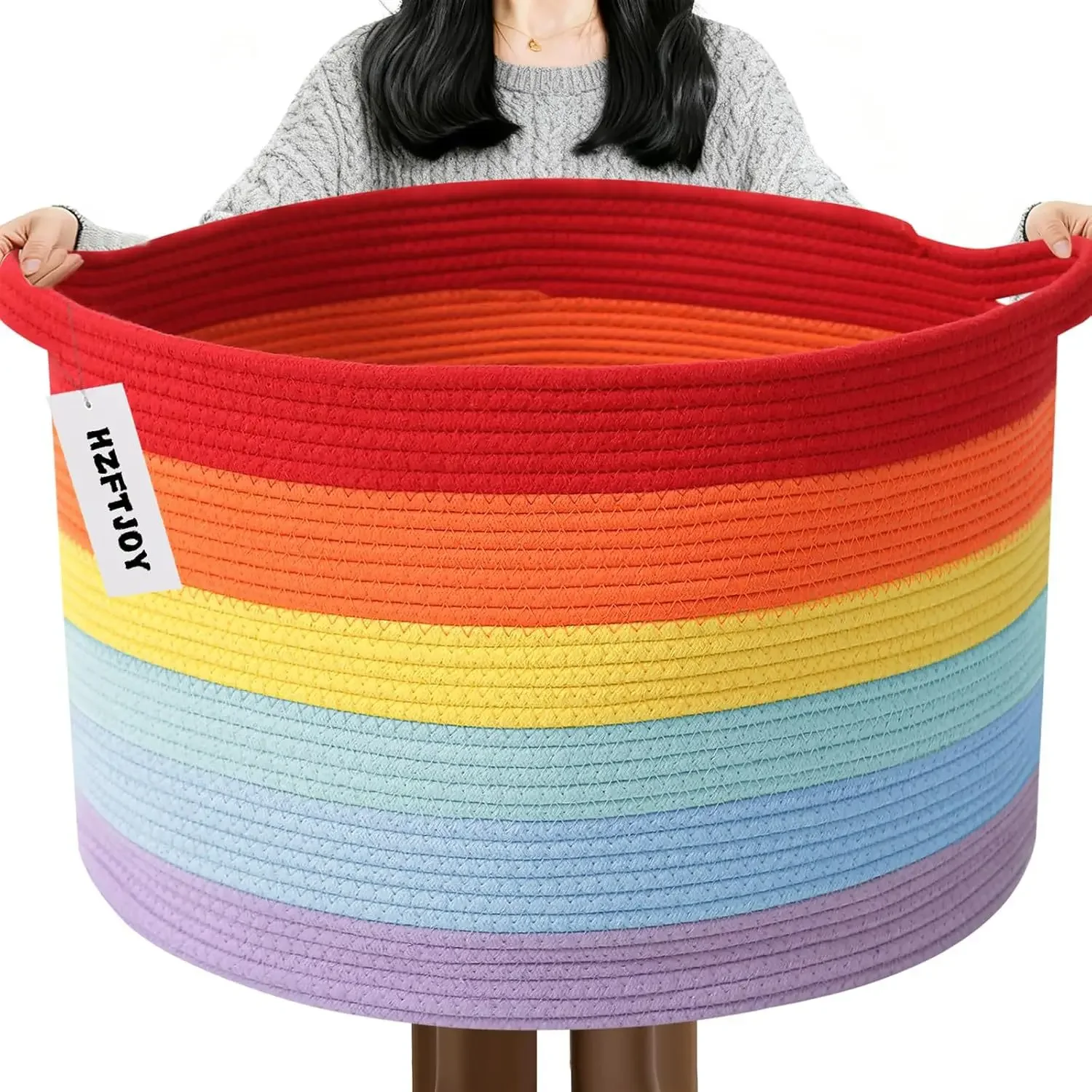 New Large Cotton Rope Basket, 83L Big Woven Storage, Blanket Organizers and Storage, Nursery Laundry Basket, Extra Large Toy Bin
