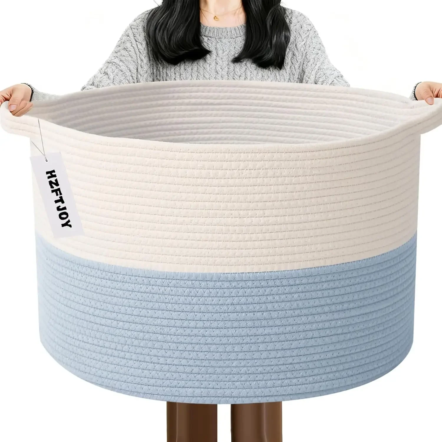 New Large Cotton Rope Basket, 83L Big Woven Storage, Blanket Organizers and Storage, Nursery Laundry Basket, Extra Large Toy Bin