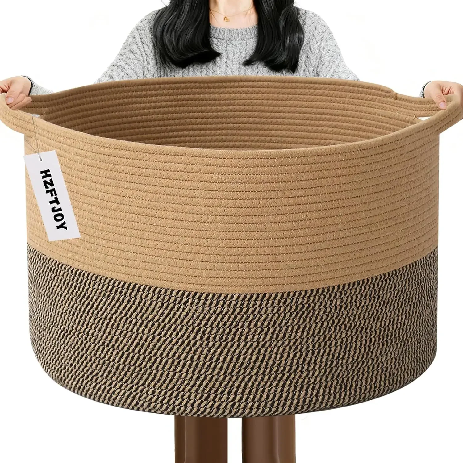 New Large Cotton Rope Basket, 83L Big Woven Storage, Blanket Organizers and Storage, Nursery Laundry Basket, Extra Large Toy Bin