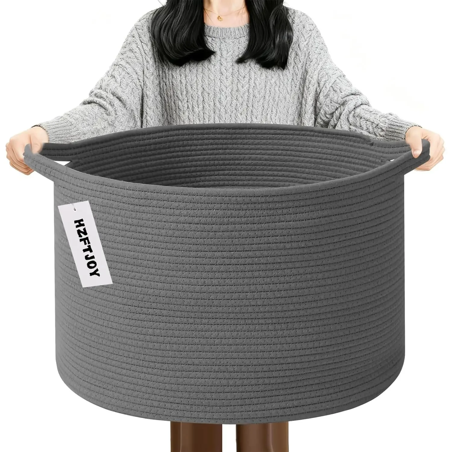 New Large Cotton Rope Basket, 83L Big Woven Storage, Blanket Organizers and Storage, Nursery Laundry Basket, Extra Large Toy Bin