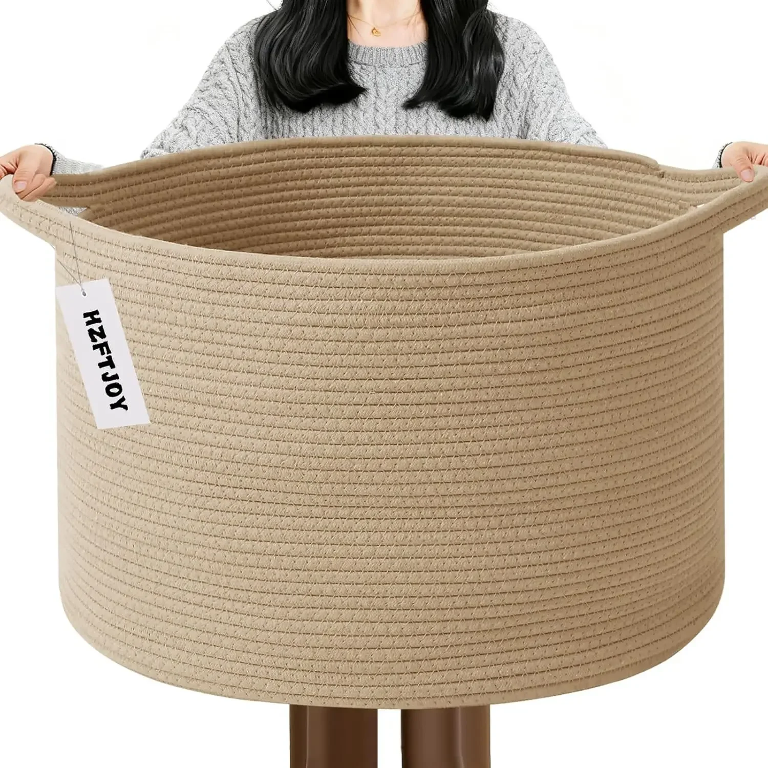 New Large Cotton Rope Basket, 83L Big Woven Storage, Blanket Organizers and Storage, Nursery Laundry Basket, Extra Large Toy Bin