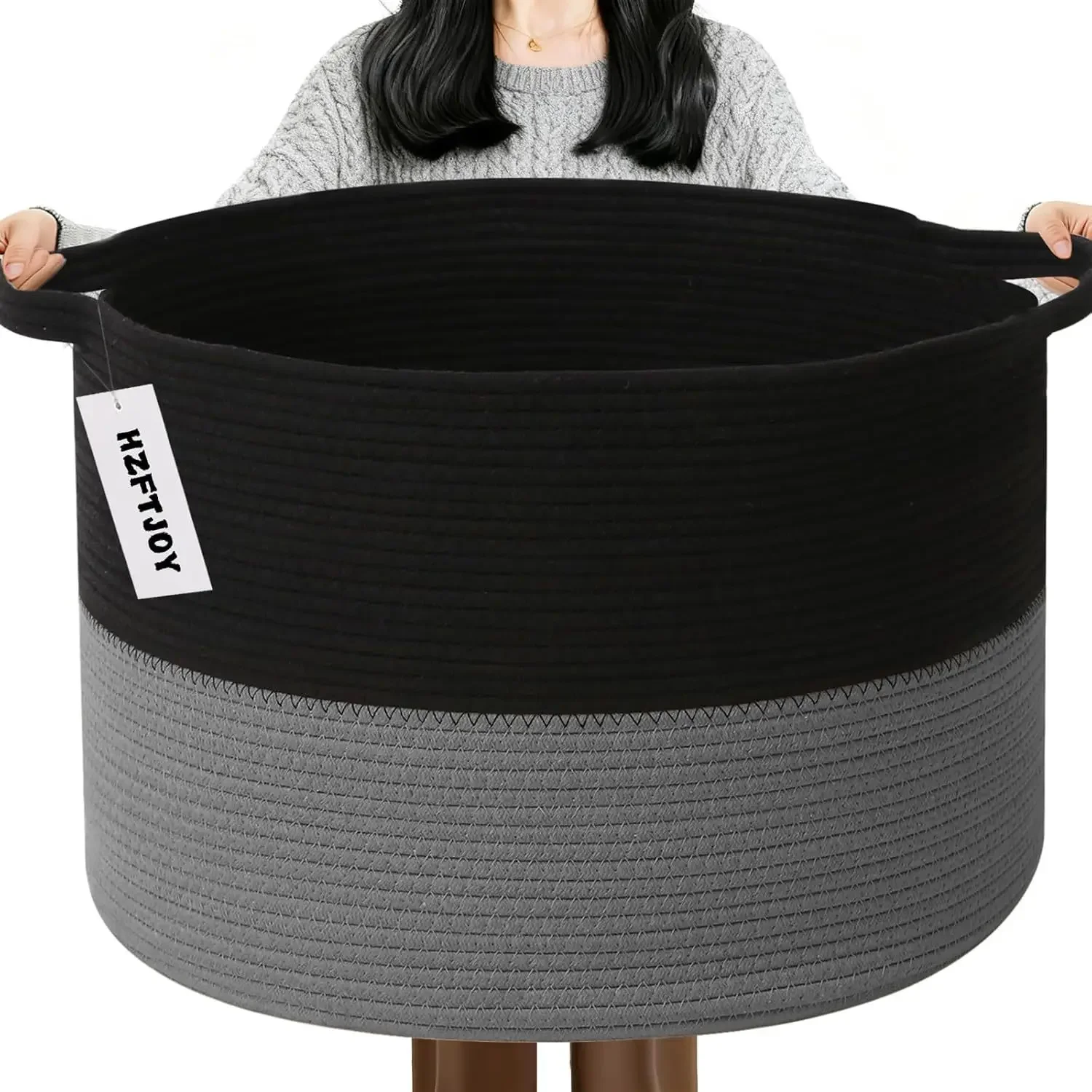 New Large Cotton Rope Basket, 83L Big Woven Storage, Blanket Organizers and Storage, Nursery Laundry Basket, Extra Large Toy Bin