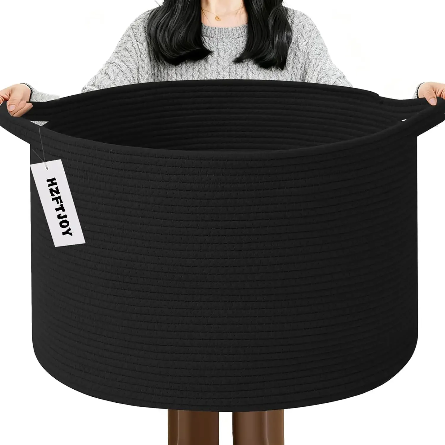 New Large Cotton Rope Basket, 83L Big Woven Storage, Blanket Organizers and Storage, Nursery Laundry Basket, Extra Large Toy Bin