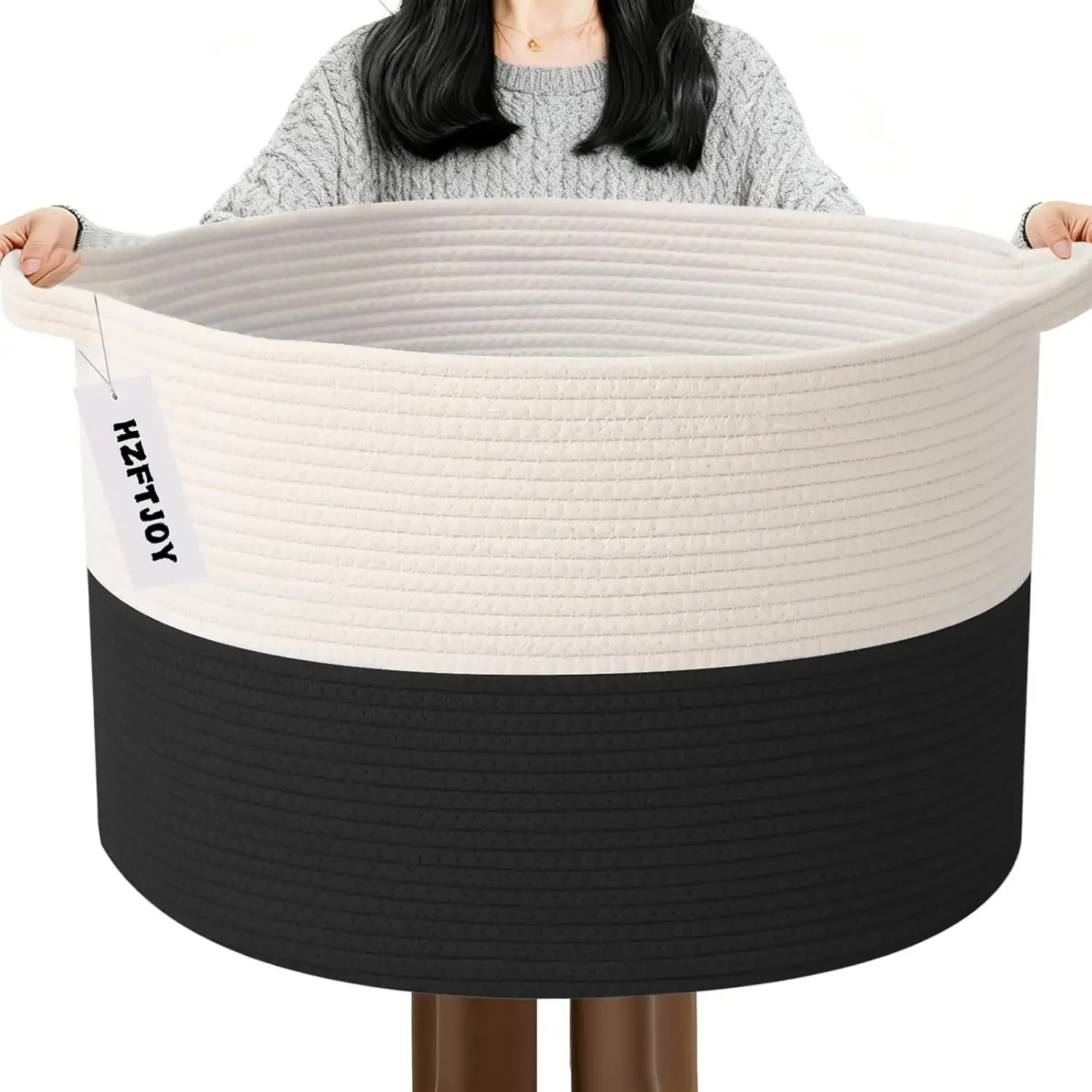 New Large Cotton Rope Basket, 83L Big Woven Storage, Blanket Organizers and Storage, Nursery Laundry Basket, Extra Large Toy Bin