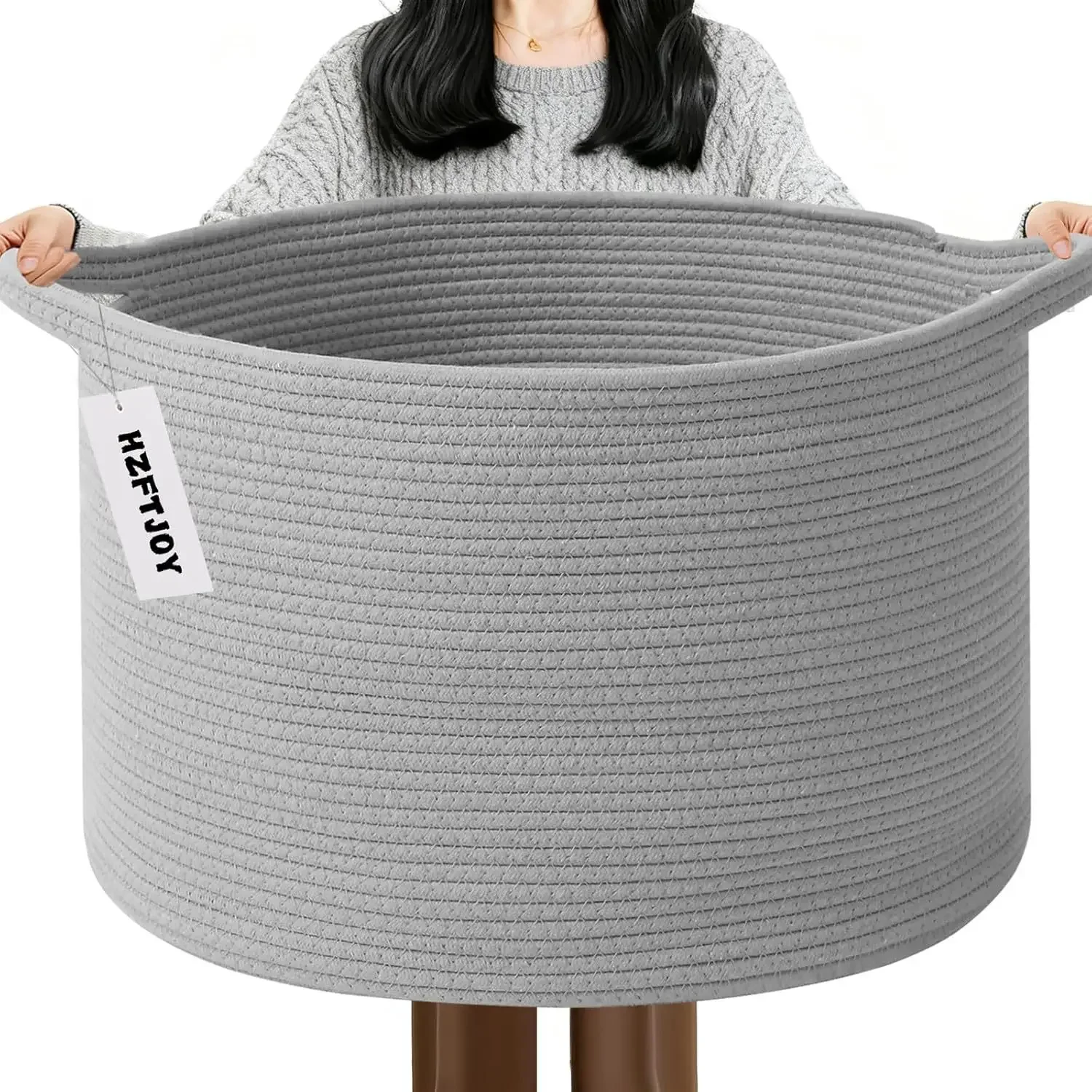 New Large Cotton Rope Basket, 83L Big Woven Storage, Blanket Organizers and Storage, Nursery Laundry Basket, Extra Large Toy Bin