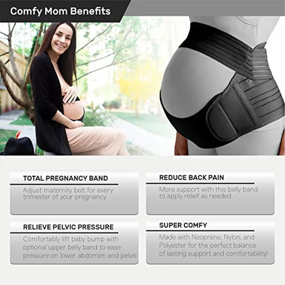 Pregnancy Belly Support Band, Adjustable Maternity Abdomen Belt for Back & Hip Relief, Breathable Brace for Women Daily Use