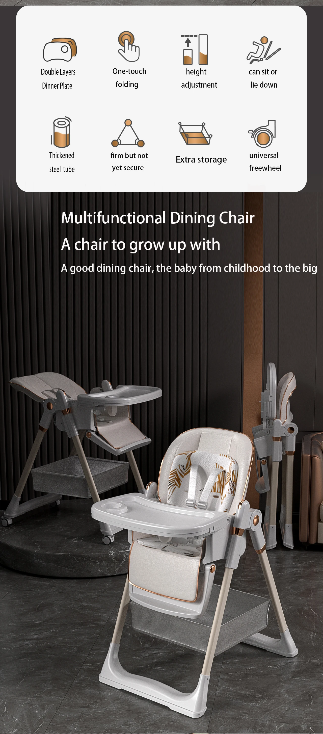 Baby High Chair Baby Dinner Table Chair Multi Functional Infant High Chair