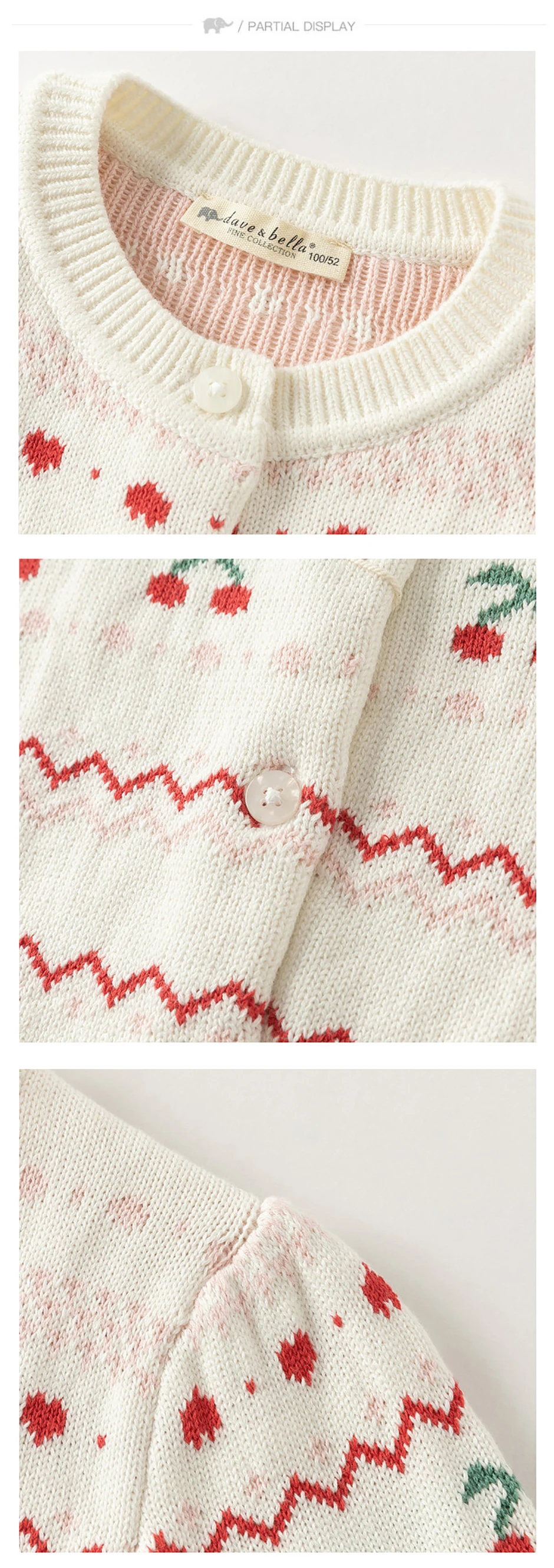 Dave Bella Children Sweater Cardigan Autumn Spring Sweater For Girls Kids Clothes Coats Cotton Elegant Casual Fashion DB3262693