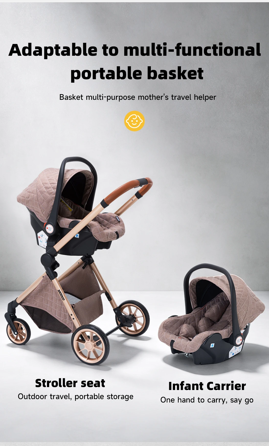 3‑in‑1 Premium Multi‑Scene Baby Pushchair, Elevated View Framework, Stable Shock Dampening Wheel Assembly, Space‑Saving Compact Fold, Comfortable Adjustable Recline Seat, Durable Lightweight Alloy Frame For Daily Outside Excursions