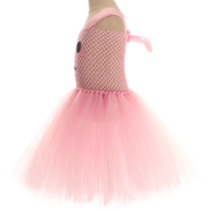 Cute Pink Axolotl Tulle Tutu Dress for Girls, Kids Cartoon Outfit for Stage Shows, Gorgeous Clothing for Halloween and Carnival