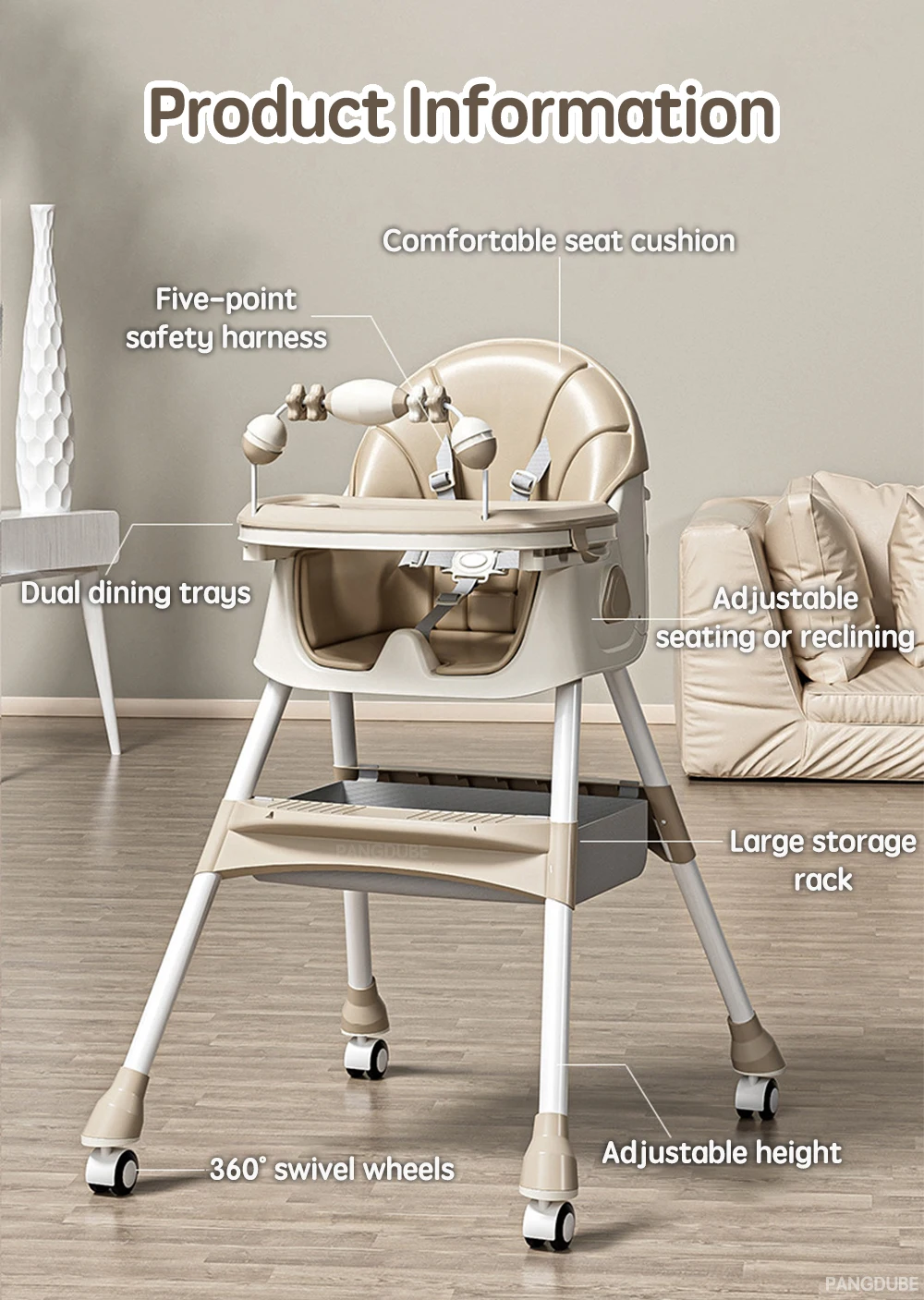 PANGDUBE Baby Feeding Chair Foldable Baby Feeding Chair Foldable Baby Feeding Seat Toddler Dining Chair Multifunctional Low Baby Play Chair