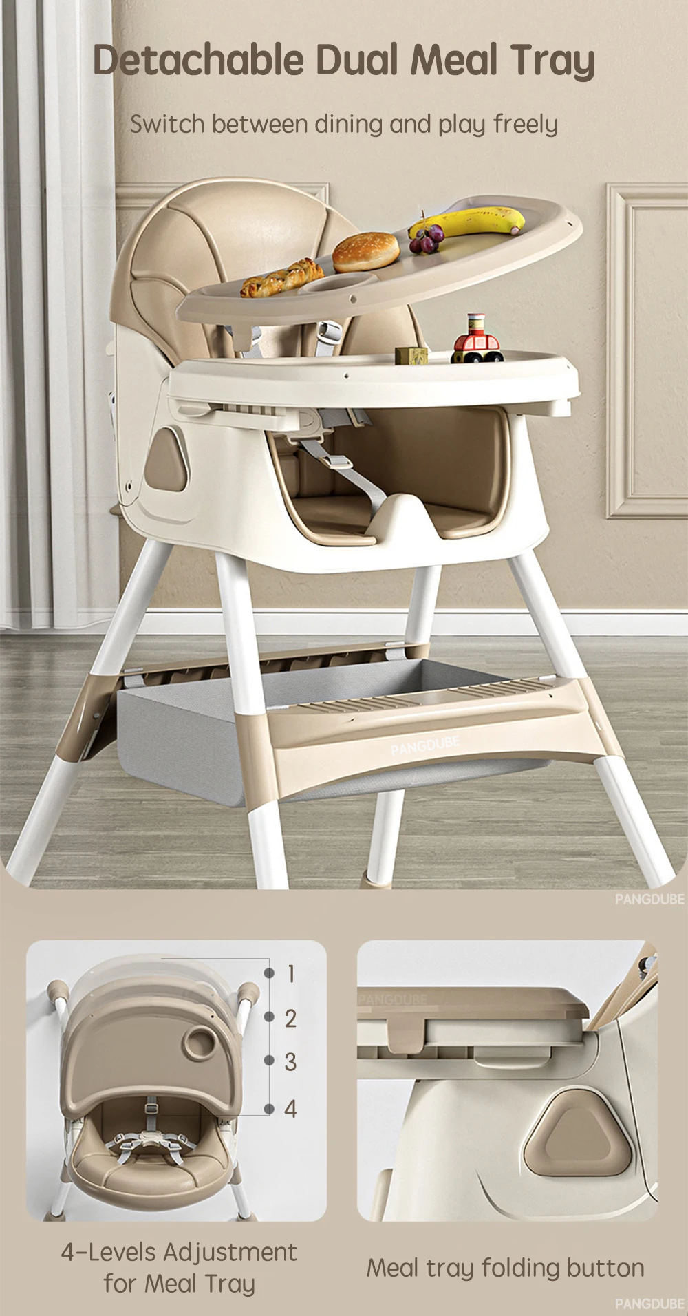 PANGDUBE Baby Feeding Chair Foldable Baby Feeding Chair Foldable Baby Feeding Seat Toddler Dining Chair Multifunctional Low Baby Play Chair