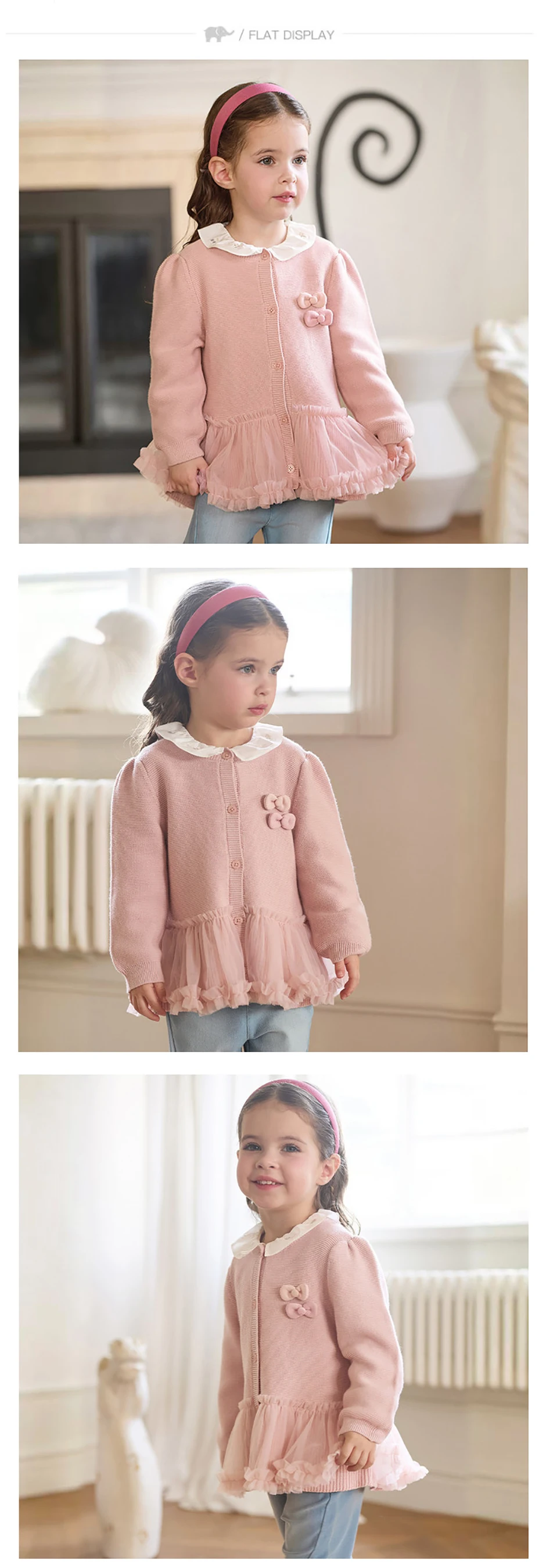 Dave Bella Girls Sweater Cardigan Autumn Spring Baby Mesh Cotton Coats Casual Sweater Charm Outerwear Children Clothes DB3262692