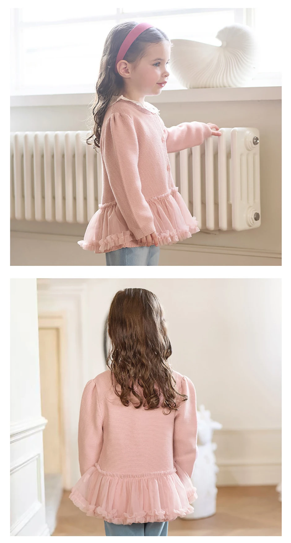 Dave Bella Girls Sweater Cardigan Autumn Spring Baby Mesh Cotton Coats Casual Sweater Charm Outerwear Children Clothes DB3262692