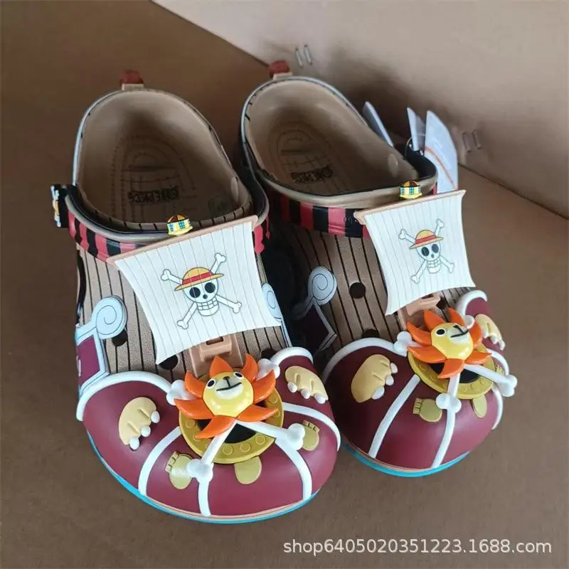 Thousand Sunny Vessel Printed Platform Clogs Adjustable Strap, Sun Figure Decor Breathable Hollow Slippers Indoor Outdoor Summer