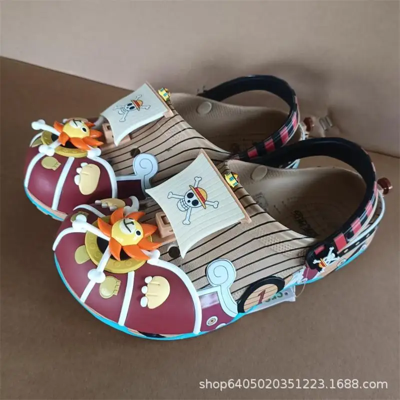 Thousand Sunny Vessel Printed Platform Clogs Adjustable Strap, Sun Figure Decor Breathable Hollow Slippers Indoor Outdoor Summer