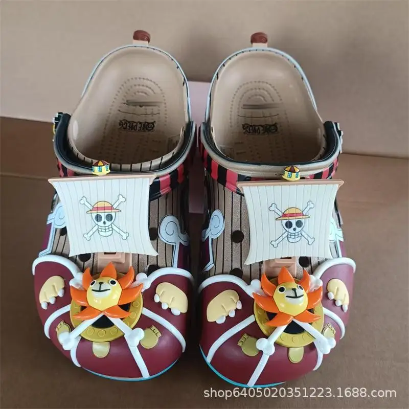 Thousand Sunny Vessel Printed Platform Clogs Adjustable Strap, Sun Figure Decor Breathable Hollow Slippers Indoor Outdoor Summer