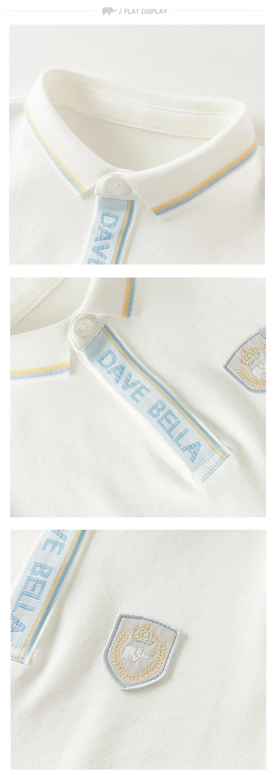 Dave Bella Children White Polo Shirts Autumn Spring Boys Clothes Blouse Top Casual Gentle Sports Fashion Outdoor Party DB3262832