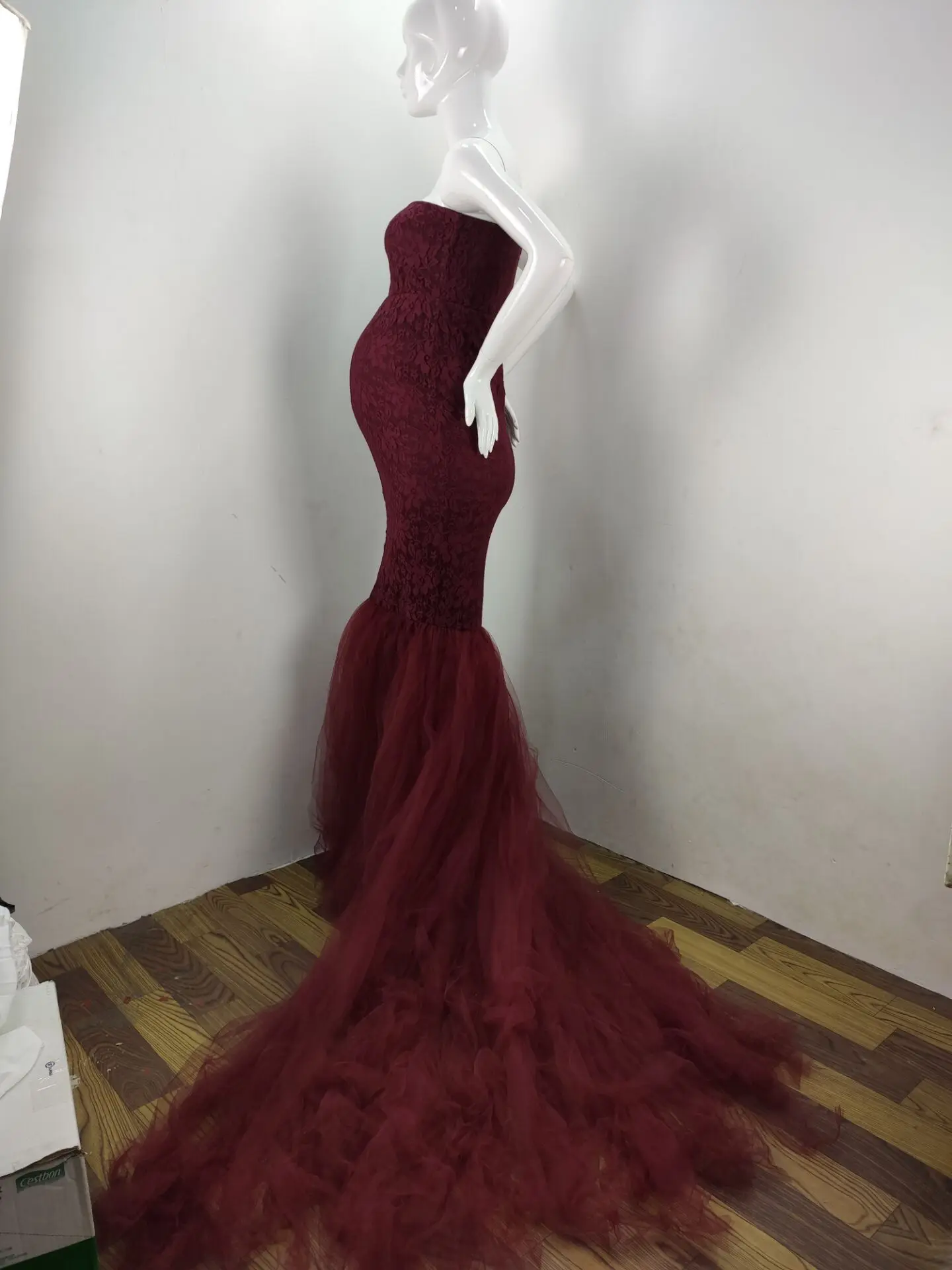 Maternity's Short Sleeve Maternity Gown Lace Maxi Dress Pregnant Women Clothes Photography Pregnancy Dresses for Photo Shoot