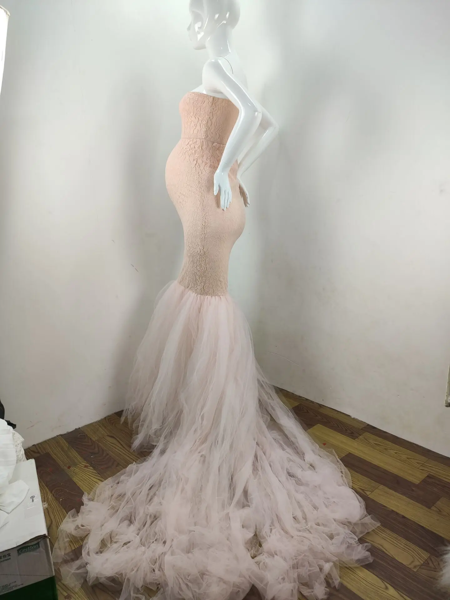 Maternity's Short Sleeve Maternity Gown Lace Maxi Dress Pregnant Women Clothes Photography Pregnancy Dresses for Photo Shoot