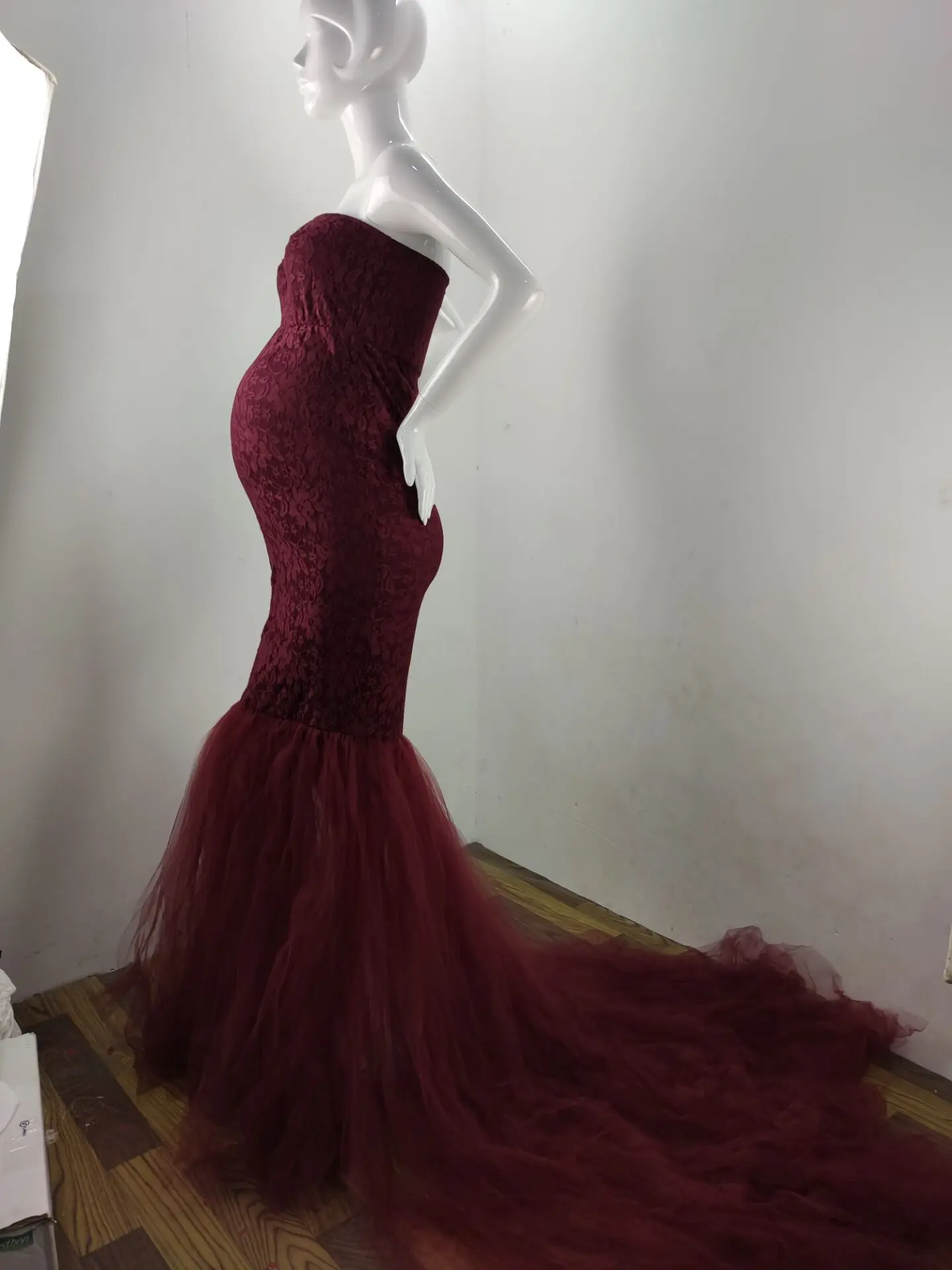 Maternity's Short Sleeve Maternity Gown Lace Maxi Dress Pregnant Women Clothes Photography Pregnancy Dresses for Photo Shoot