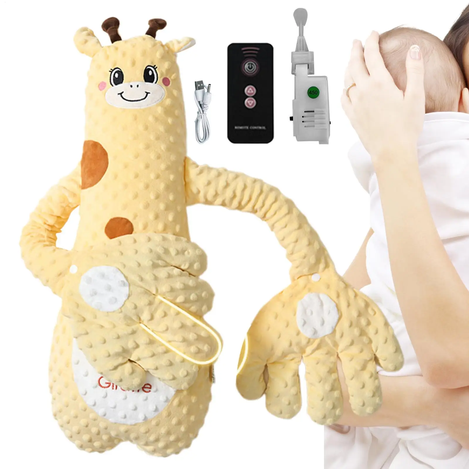 1pc Cartoon Baby Soothing Pillow Remote Control Tapping Soothes Palm Pillow Baby Sleeping Pillow for Newborns Patting Doll
