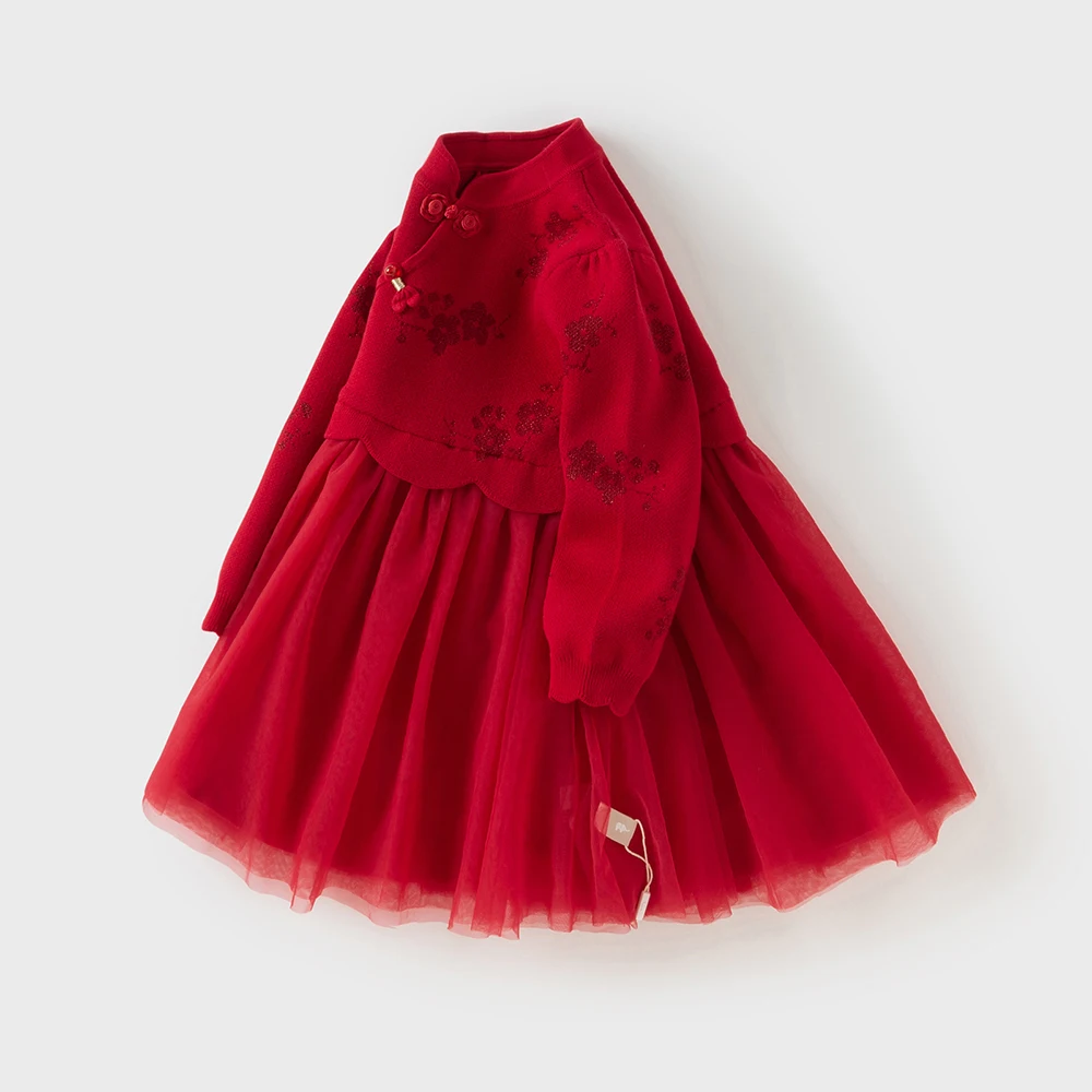 Dave Bella Princess Dress for Girls Baby Autumn Winter Children 's Long Sleeved Charm Gentle Cute Floral Dress Party DB4254522